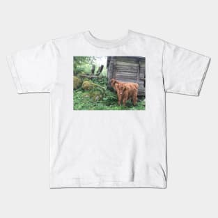 Scottish Highland Cattle Calves 1503 Kids T-Shirt